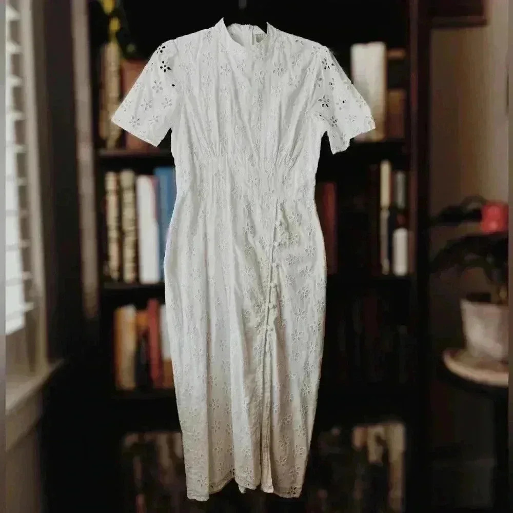 ASOS White Eyelet Midi Dress